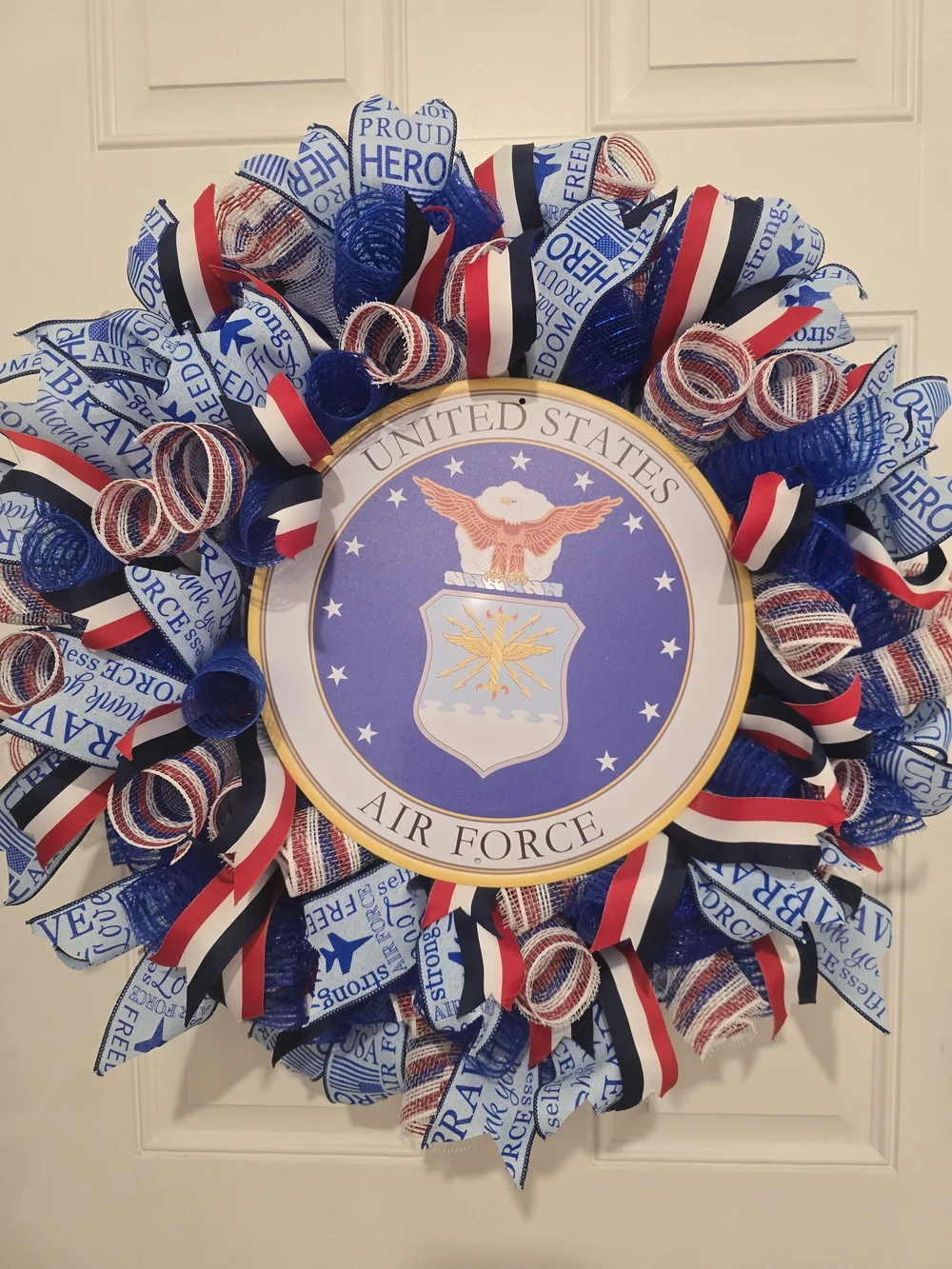 W129 – United States Air Force Red, White & Blue Holiday Wreath Patriotic